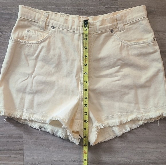 VINTAGE Stone Jeans Canary Yellow Denim High Waist Shorts - Size 13 - Picture 3 of 7